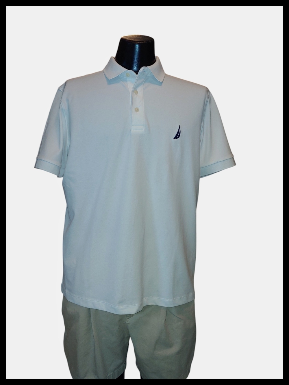 NWT Nautica Men’s White Polo with Navy Sail Logo